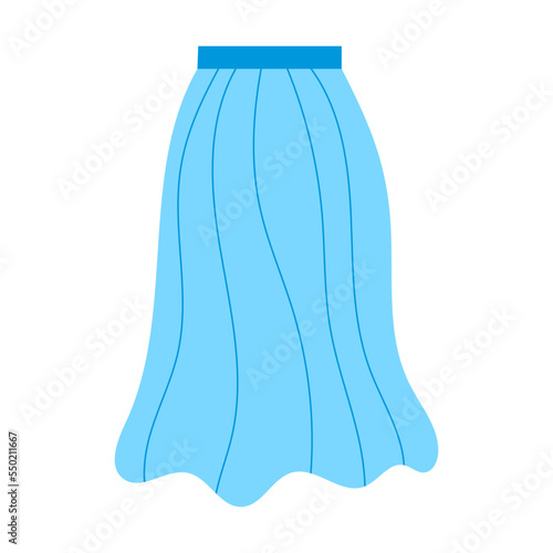 Light summer skirt. Clothes, accessories for man and woman. Vector illustration of garment from wardrobe isolated on white