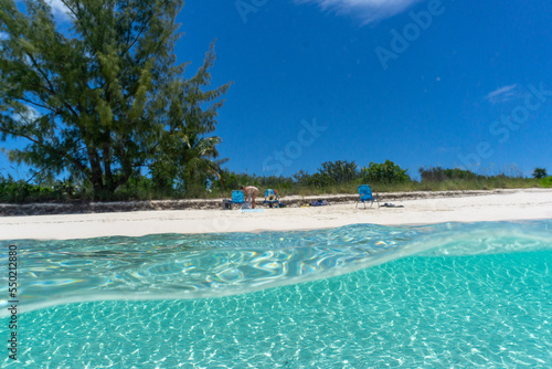 Fototapeta Naklejka Na Ścianę i Meble -  Split Shot of deserted island in the bahamas