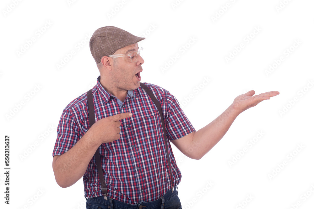 pointing at his hands pointing at his hands