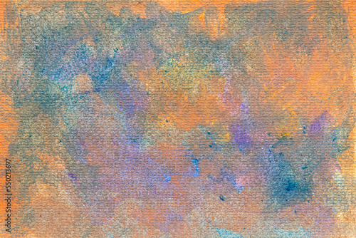 Dirty Green, Purple, Pink, Red, Yellow and Orange watercolor on paper background. Abstract Grunge Hard Texture Wallpaper.