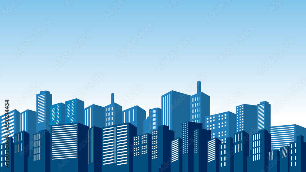 Illustration of urban background in the morning with many buildings