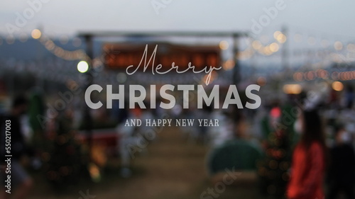 christmas message There is a blurred background with orange bokeh lights. for background images