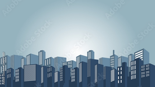 City background with many buildings at night