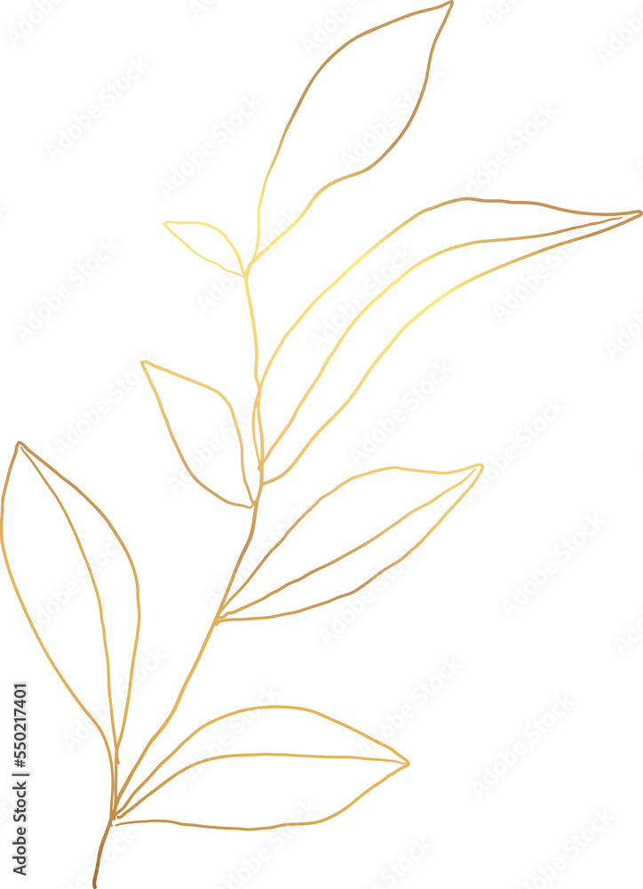 Gold leaf branch illustration Gold leaf branch illustration