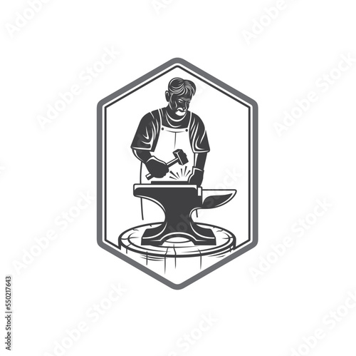 illustration of blacksmith, vector art.