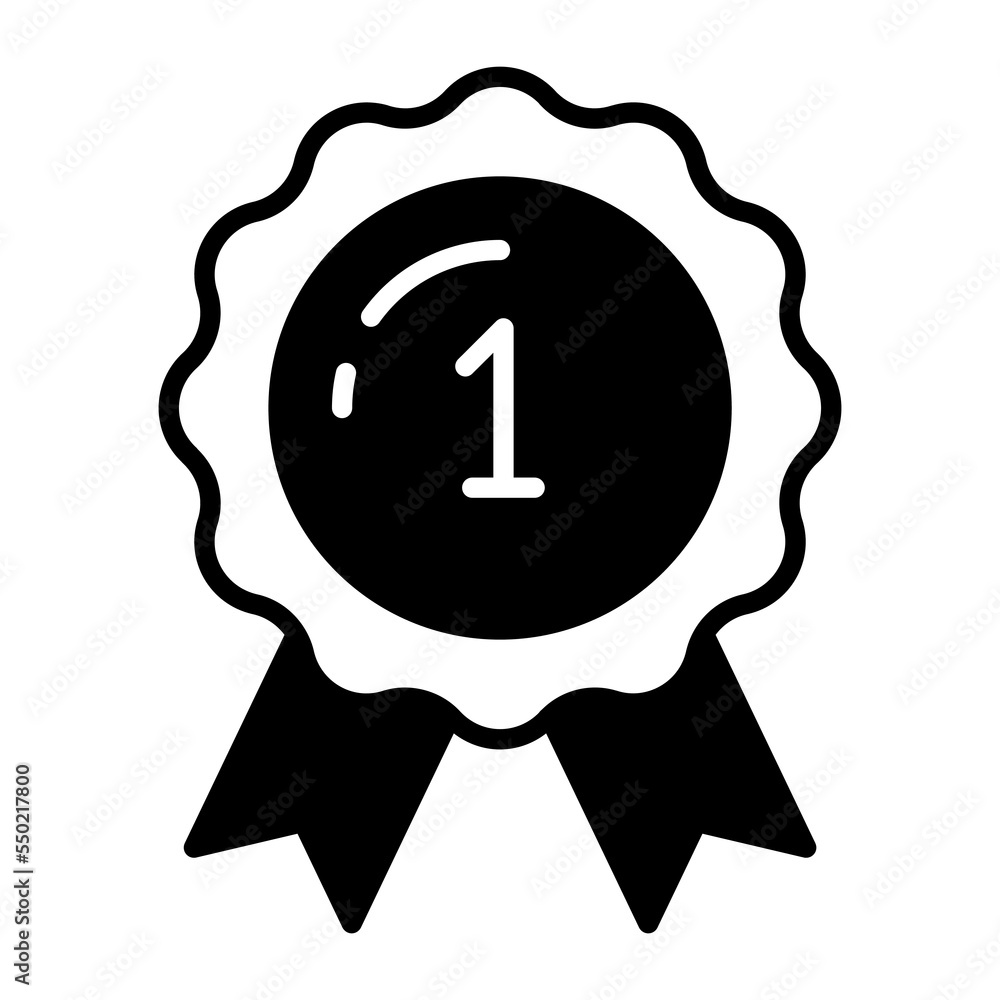 A trendy vector design of first prize, ribbon badge A trendy vector design of first prize, ribbon badge