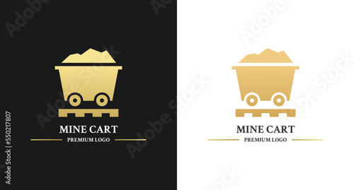 Mine cart logo vector or Elegant mine cart logo isolated. Elegant mine cart logo isolated, perfect for symbol related to mining brand. Like for tin mining company, or gold mining.