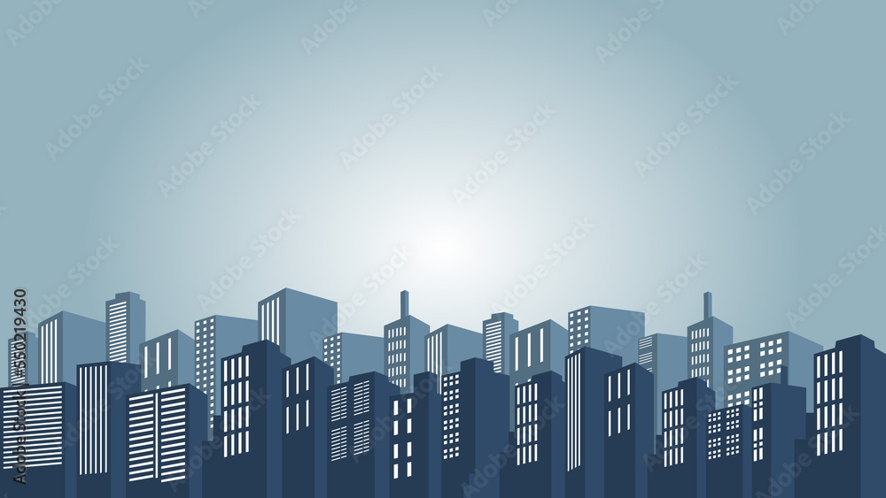 Vector city background with beautiful sky at night