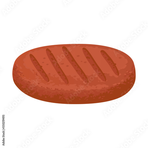 Fried beef patty. Meat product cartoon vector illustration. Drawing of raw and roasted animal meat isolated on white background