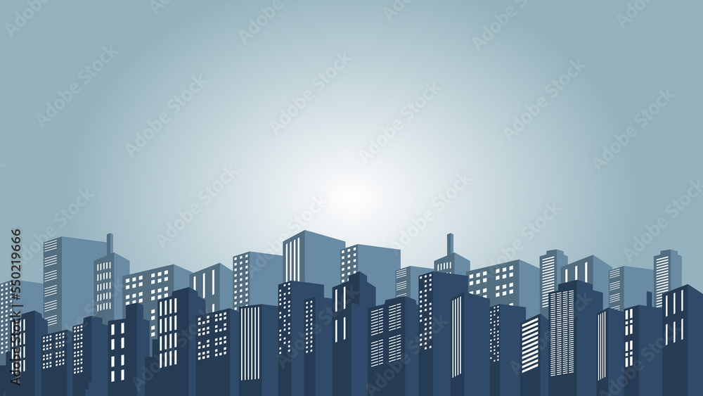 Naklejka premium City background with many mall buildings at night