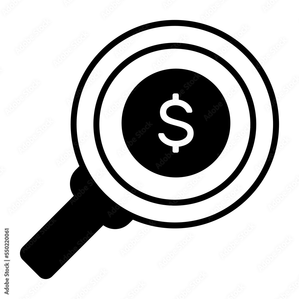 Search money vector icon isolated on white background Search money vector icon isolated on white background