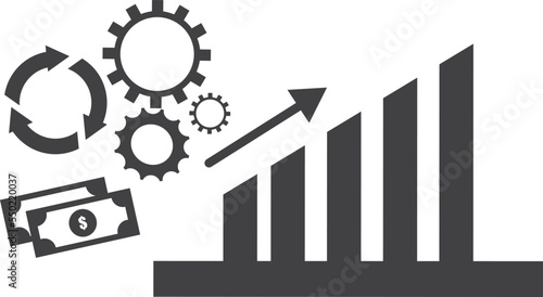 Business increment process icon, business profit process icon vector