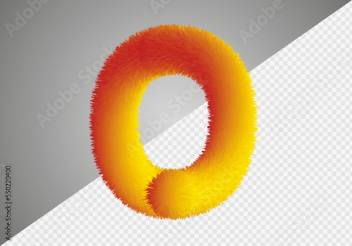 Fluffy text effect O letter. O letter fluffy.