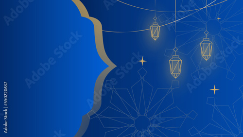 Islamic blue background design for Ramadan Kareem