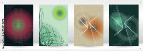 Minimal Minimal Geometric Vector Poster Design with Lines and Gradient Colorful Circles. Collection of Abstract Backgrounds for Covers, Flyers, Templates, Booklets, Cards, Brochures, Branding, etc.