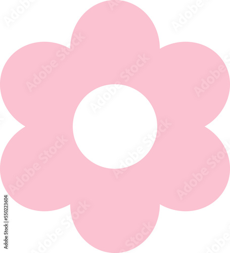 A pink flat style modern flower with six petals icon illustration isolated