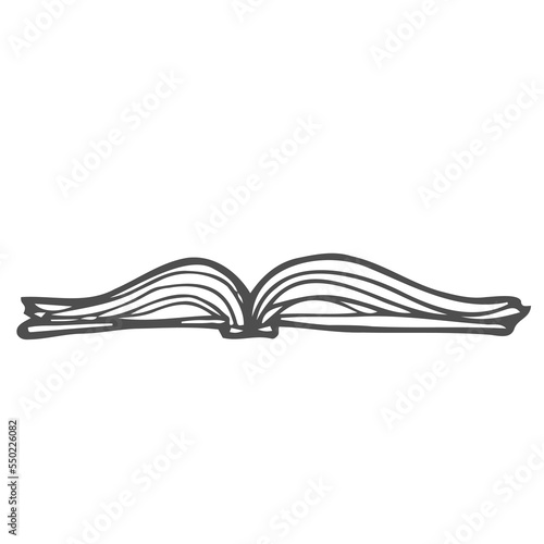 Doodle opened book outline vector symbol icon design. Beautiful illustration isolated on white background