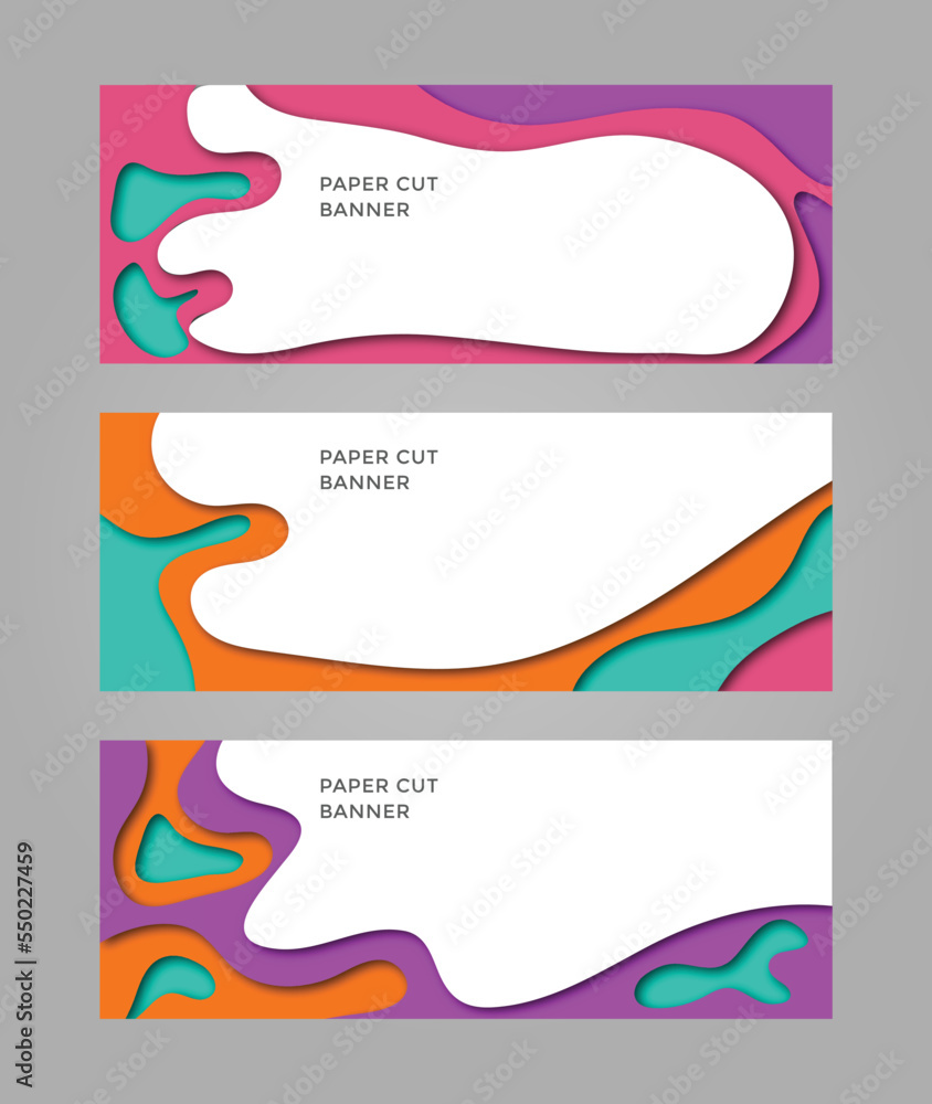 Obraz premium set of Modern multicolor Abstract paper cut banner for business 