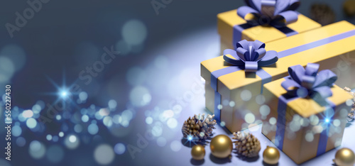Christmas background with christmas decoration - 3d rendering