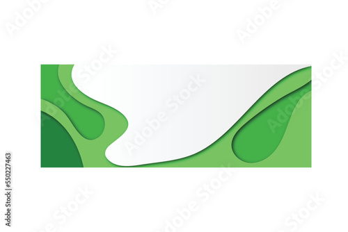 horizontal banner with abstract paper cut shapes white color 