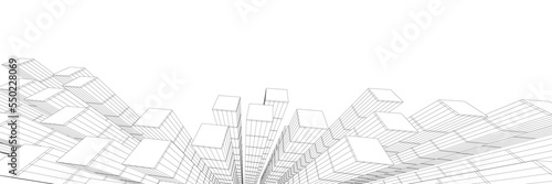 Abstract architecture 3D background. Concept sketch.