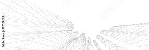 Abstract architecture 3D background. Concept sketch.