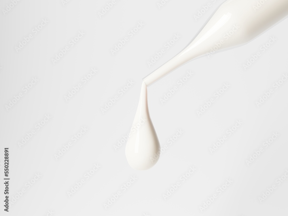 3d white droplet of serum and pipette isolated on white background. 3d illustration. 3d white droplet of serum and pipette isolated on white background. 3d illustration.