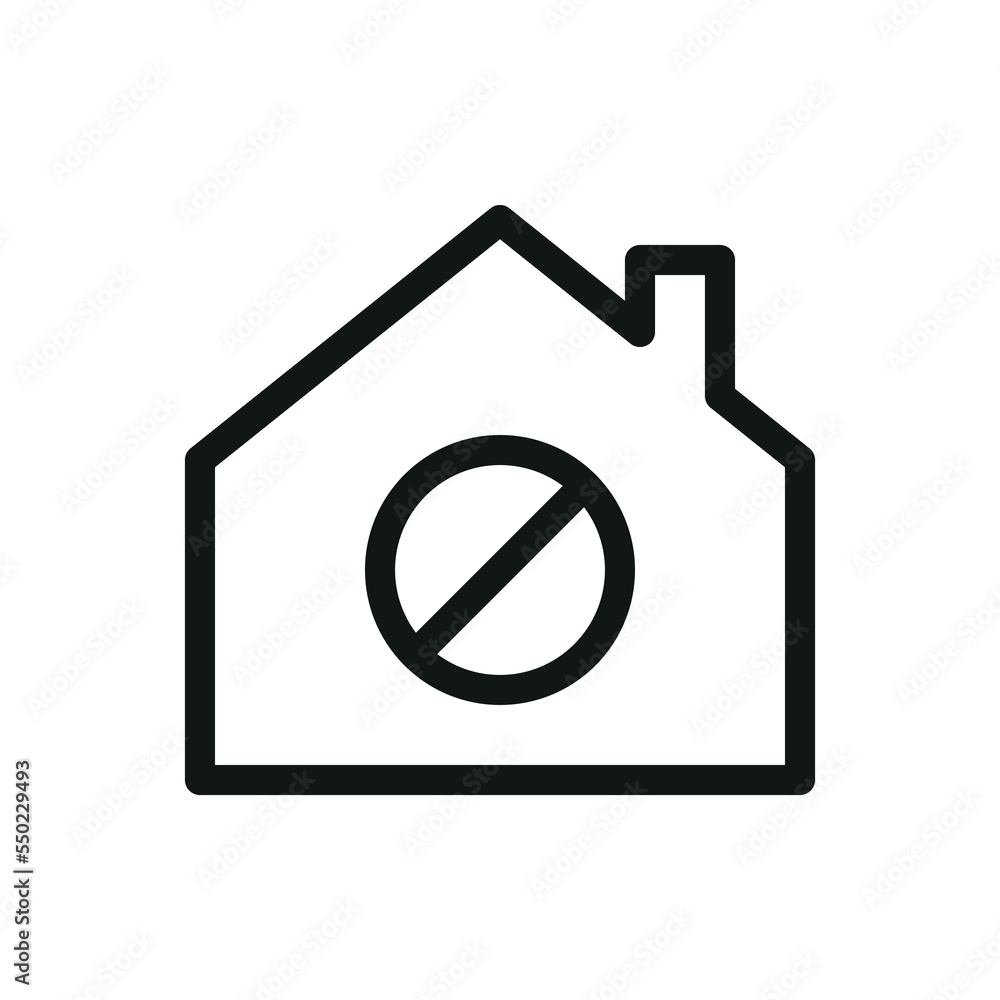 Not available house isolated icon, prohibited house, forbidden house vector icon with editable stroke Not available house isolated icon, prohibited house, forbidden house vector icon with editable stroke