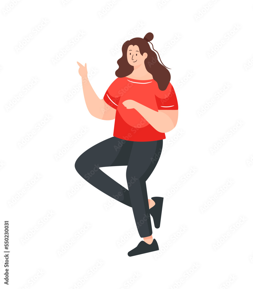 A flat character illustration of young girl A flat character illustration of young girl