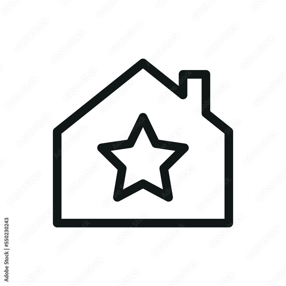 Favorite house property isolated icon, best home with star vector icon with editable stroke Favorite house property isolated icon, best home with star vector icon with editable stroke