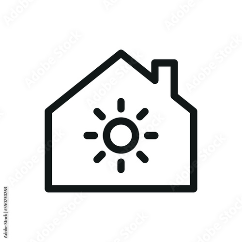 Solar powered house isolated icon, solar power system for smart home vector icon with editable stroke