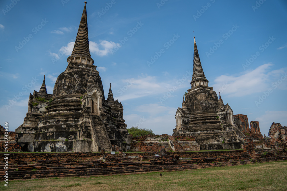 Ruinen von Ayutthaya, welche die frühere Hauptstadt des Königreichs Siam gewesen ist und heutzutage zu Thailand gehört.