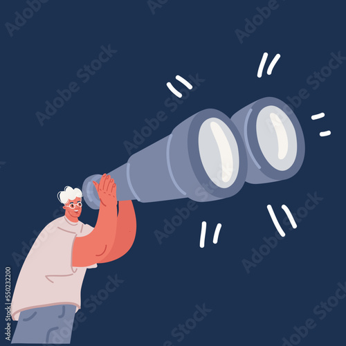 Vector illustration of Business man looking future through binoculars