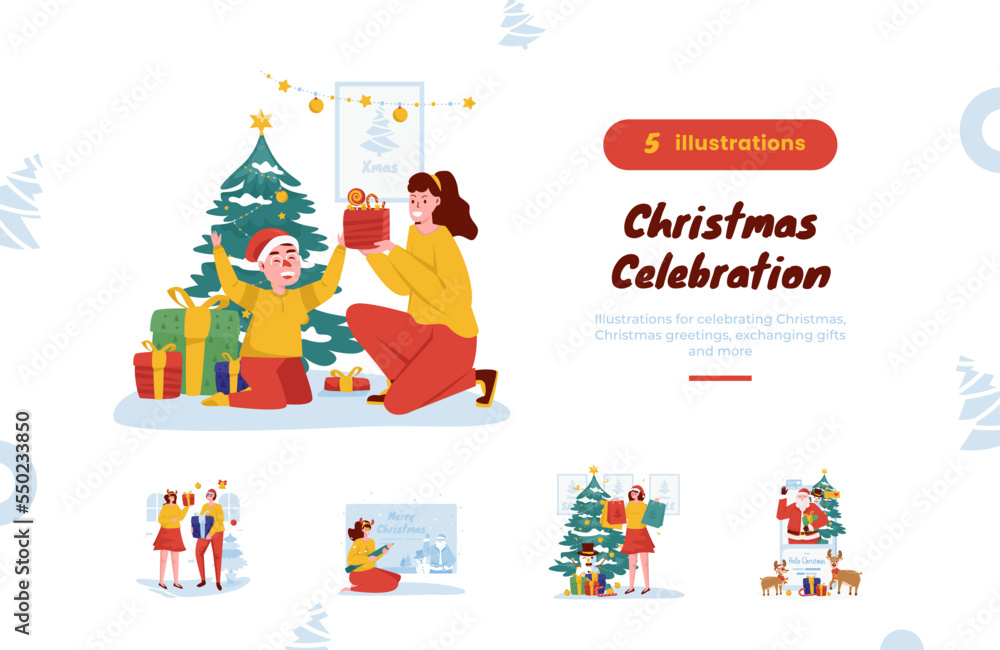 Christmas celebration illustration bundle pack Christmas celebration illustration bundle pack
