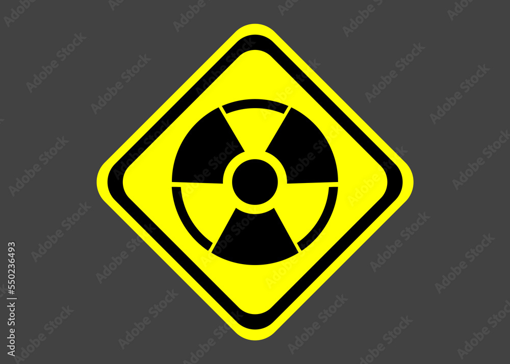 Radioactive sign on grey background. Hazard symbol Radioactive sign on grey background. Hazard symbol