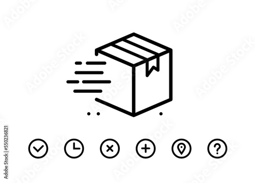 Fast shipping delivery box. Line icon design. Vector illustration for apps and websites