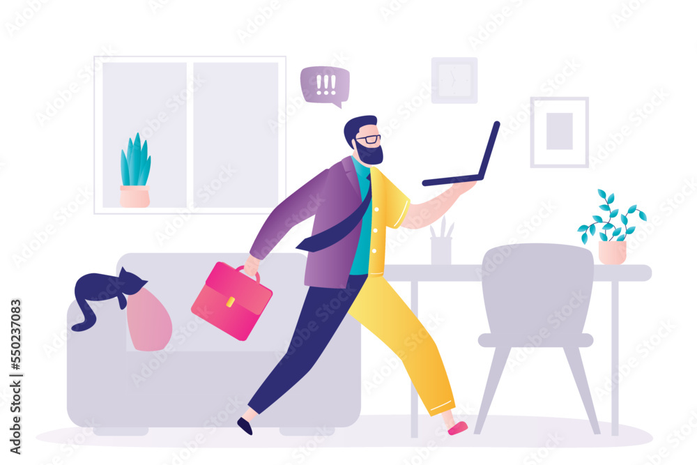 Hybrid work, choice of employee to work remotely from home or in office to achieve best performance and result, business concept.