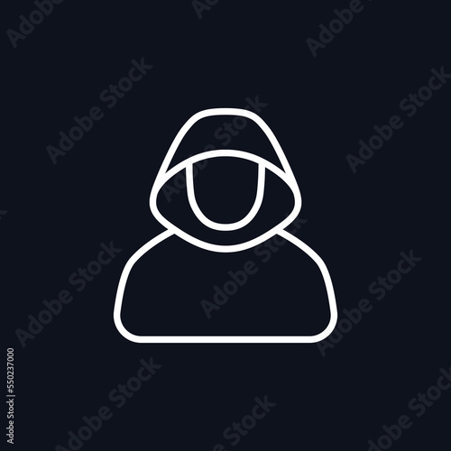 Anonymous person sign with hidden, covered and masked face.  mysterious strange man, Unknown character. Vector illustration, simple icon.