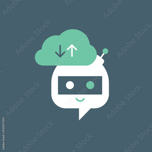 Chat-bot isolated on the background. Cute robot icon in a speech bubble. Support service bot. Vector illustration