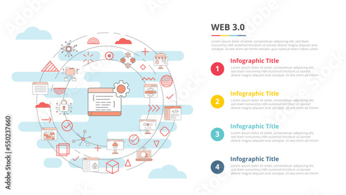 web 3.0 concept for infographic template banner with four point list information