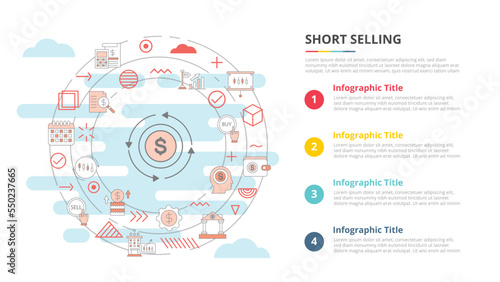 short selling concept for infographic template banner with four point list information