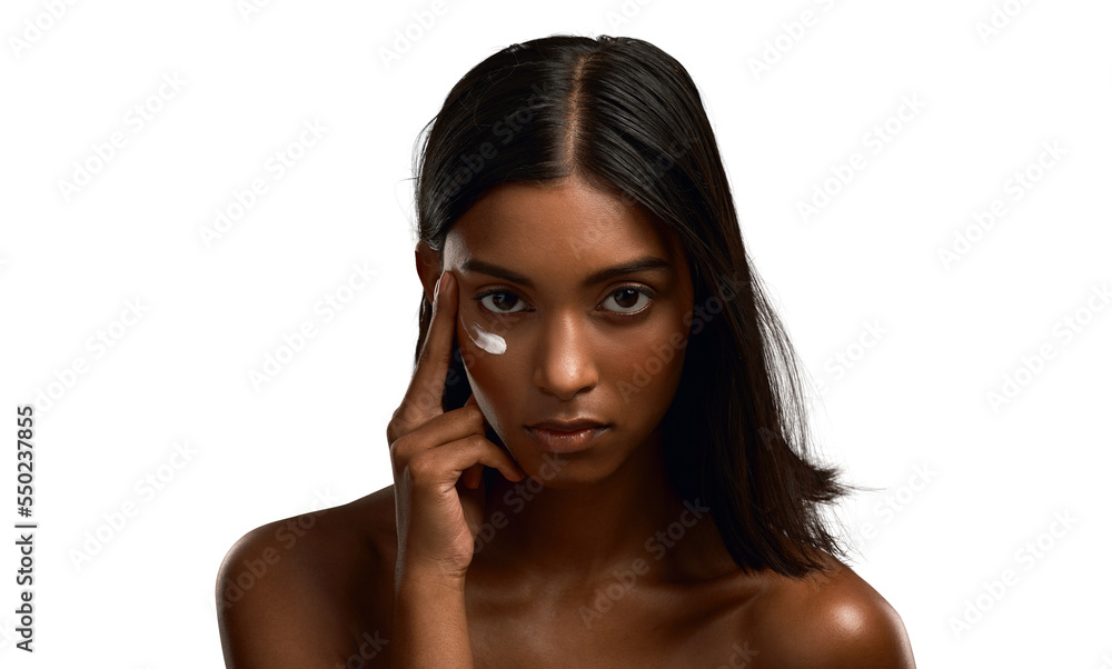 Portrait of an attractive young woman applying moisturiser isolated transparent png background. Portrait of an attractive young woman applying moisturiser isolated transparent png background.