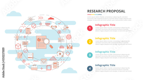 research proposal concept for infographic template banner with four point list information