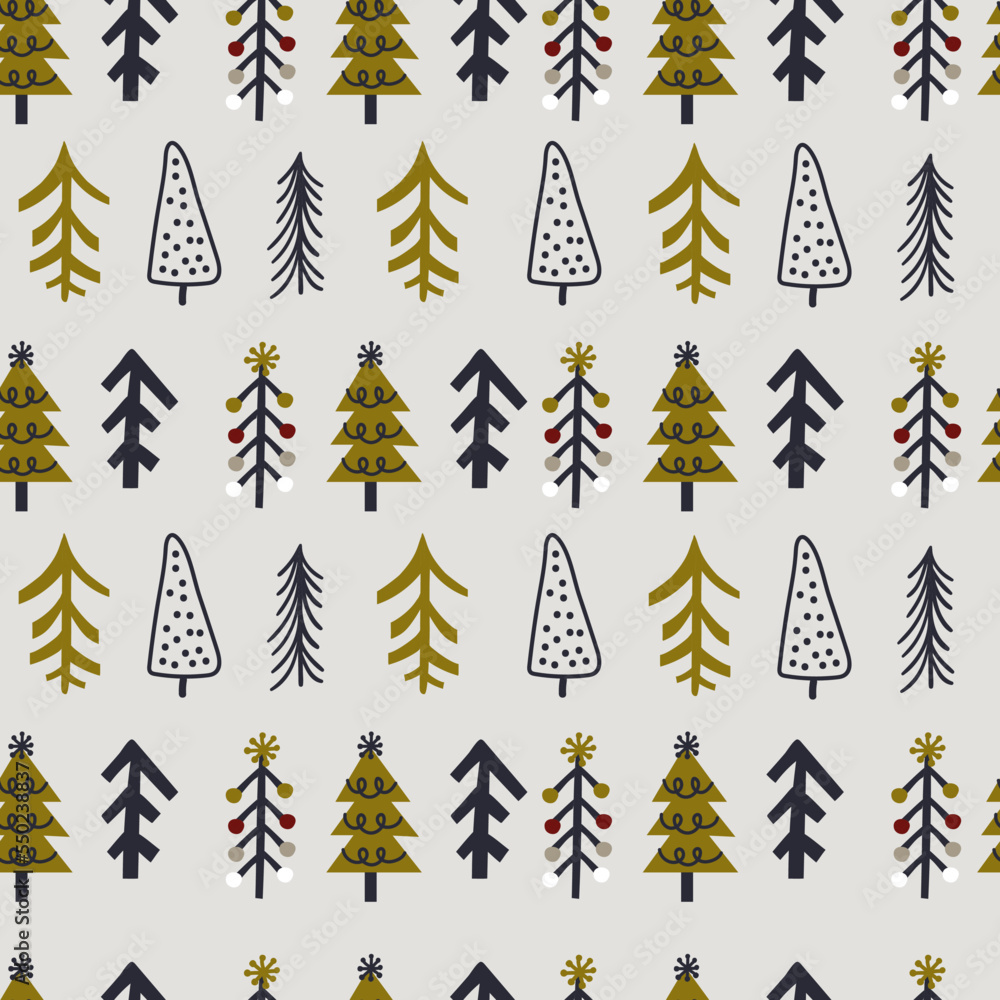 Obraz premium Seamless pattern with christmas tree. Vector