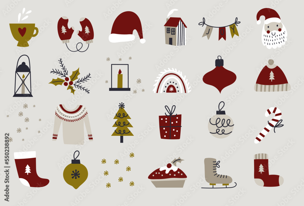 Set with christmas elements. Vector
