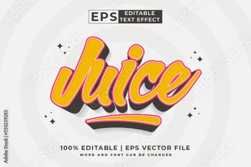 Editable text effect juice 3d Cartoon cute style premium vector