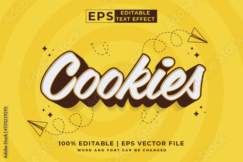 Editable text effect cookies 3d Cartoon cute style premium vector