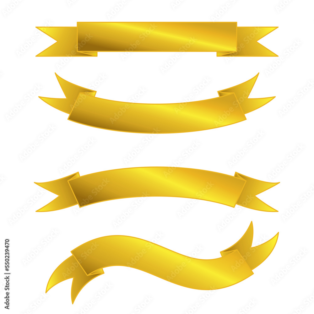 set of golden ribbons. illustration vector set of golden ribbons. illustration vector