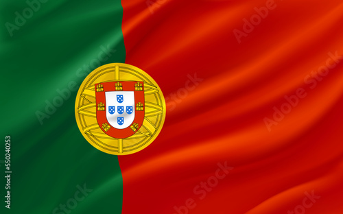 Waving flag of Portugal. 3d vector banner 