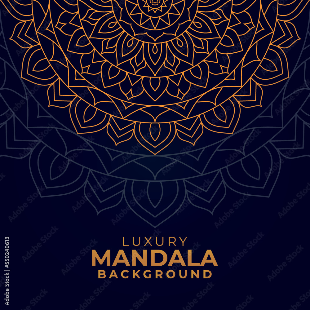 Multi-purpose Luxury ornamental mandala design background, Golden luxury ornamental background